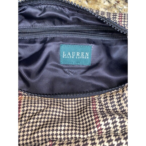 VIntage Lauren Ralph Lauren Houndstooth Hobo Plaid Handbag Purse Small - Picture 7 of 8